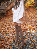 White Oversized Cable Knitting Streetwear Mini Maternity Pullover Sweater Maternity