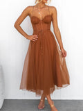 Neck Tulle Midi Dress DJPT