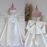 White Wedding Dresses With Train Mermaid Bridal Gowns SD1534