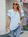Neck Ruffled Layered Sleeve Blouse DJPT