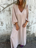Size Slit V-Neck Balloon Sleeve Midi Dress Plus Size DJPT