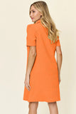 Take Full Size Texture Collared Neck Short Sleeve Dress DJPT