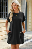 Neck Rolled Short Sleeve Tee Dress DJPT