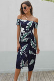 Off-Shoulder Split Dress DJPT