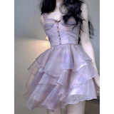 Ball Gown Straps Lilac Short Cocktail Dresses Birthday Outfits SD581