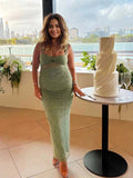 Green Lace Cut Out Sheer Tank Bodycon Elegant Cocktail Maternity Photoshoot Baby Shower Maxi Dress Maternity