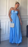 A Line Spaghetti Straps Blue Backless Prom Dresses Long Party Dress SD2272
