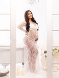 White Lace Robe V-neck Bathtub Photoshoot Plus Size Maternity Maxi Dress Maternity