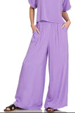 Round Neck T-Shirt and Wide Leg Pants Set DJPT