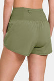 High-Waisted Zippered Back Pocket Active Shorts DJPT