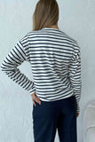 Neck Striped Dropped Shoulder T-Shirt DJPT