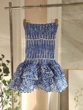 Sheath Strapless Royal Blue Lace Vacation Dress Short Birthday Dresses SD121