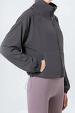 Zip Up Dropped Shoulder Active Outerwear DJPT