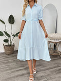 Button-Down Midi Shirt Dress with Ruffle Sleeves DJPT