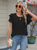 Neck Ruffled Layered Sleeve Blouse DJPT