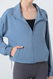 Zip Up Dropped Shoulder Active Outerwear DJPT