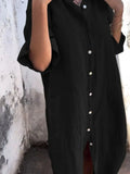 Size Casual Linen Button-Down Shirt Dress Plus Size DJPT