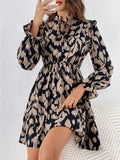 Neck Flounce Sleeve Dress DJPT