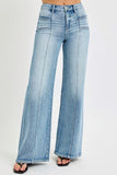 Full Size Mid Rise Wide Jeans with Front Patch Pocket Plus Size DJPT