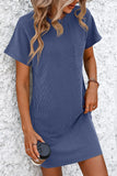 Ribbed Striped Short Sleeve Mini Tee Dress DJPT