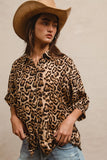 Leopard Prints Overseized Short Sleeves Top DJPT