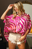 Zebra Dolman Silky Satin Shirt Top DJPT
