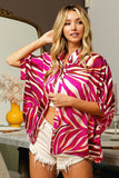 Zebra Dolman Silky Satin Shirt Top DJPT
