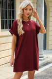 Neck Rolled Short Sleeve Tee Dress DJPT