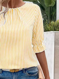 Round Neck Half Sleeve Casual Blouse DJPT