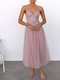 Neck Tulle Midi Dress DJPT