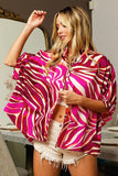 Zebra Dolman Silky Satin Shirt Top DJPT