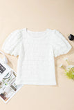 Lace Trim Bubble Sleeve Blouse DJPT