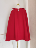 A Line Boat Neckline Red Satin Short Homecoming Dresses Birthday Outfits With Cape SD372