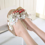 Cool Slippers Shop Hundred Korean Version Of Fashion Beaded Flowers Summer Transparent Slope And Thick Bottom Slippers High Quality Shoes