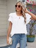Neck Ruffled Layered Sleeve Blouse DJPT