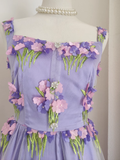 A line Straps Sleeveless Lilac Floral Party Dress Short Birthday Outfits SD383
