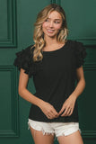 Birdseye Texture Layered Ruffle Top DJPT