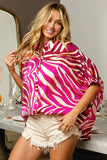 Zebra Dolman Silky Satin Shirt Top DJPT