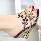 The Summer Of 2025, The New Water-Drilled Cool Slippers Slopes And Women's Smolded High-Heeled Shoes Crystal Diamond Slippers High Quality Shoes