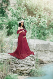 Women's Lace Pregnant Women Tail Short-Sleeved Dress Photography Flying Sleeve Dress 8919 (Special Price) Maternity