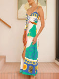 Front Printed Slit Maxi Cami Dress DJPT