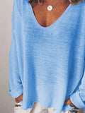 Size V-Neck Drop Shoulder Long Sleeve T-Shirt Plus Size DJPT
