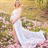 Perspective Lace Dress Pregnant Women Pregnant Woman Photography Dress Mother Photo V Collar Long Dress Maternity