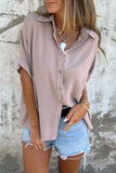 Size Casual Button Down Short Sleeve Loose Shirt Plus Size DJPT