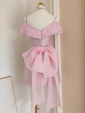 A Line Spaghetti Straps Pink Ruffles Vacation Dresses Short Sequin Birthday Outfits SD335