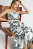 Printed Tiered Tube Midi Dress DJPT