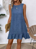 Hem Round Neck Sleeveless Dress DJPT