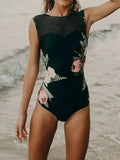 Size Cutout Printed Sleeveless One-Piece Swimwear DJPT