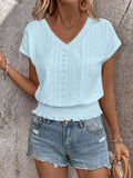 V-Neck Short Sleeve Blouse DJPT