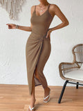 Wrap Midi Dress with Side Slit DJPT